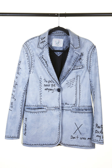PATTERN VEGAN LEATHER TAILORED JACKET